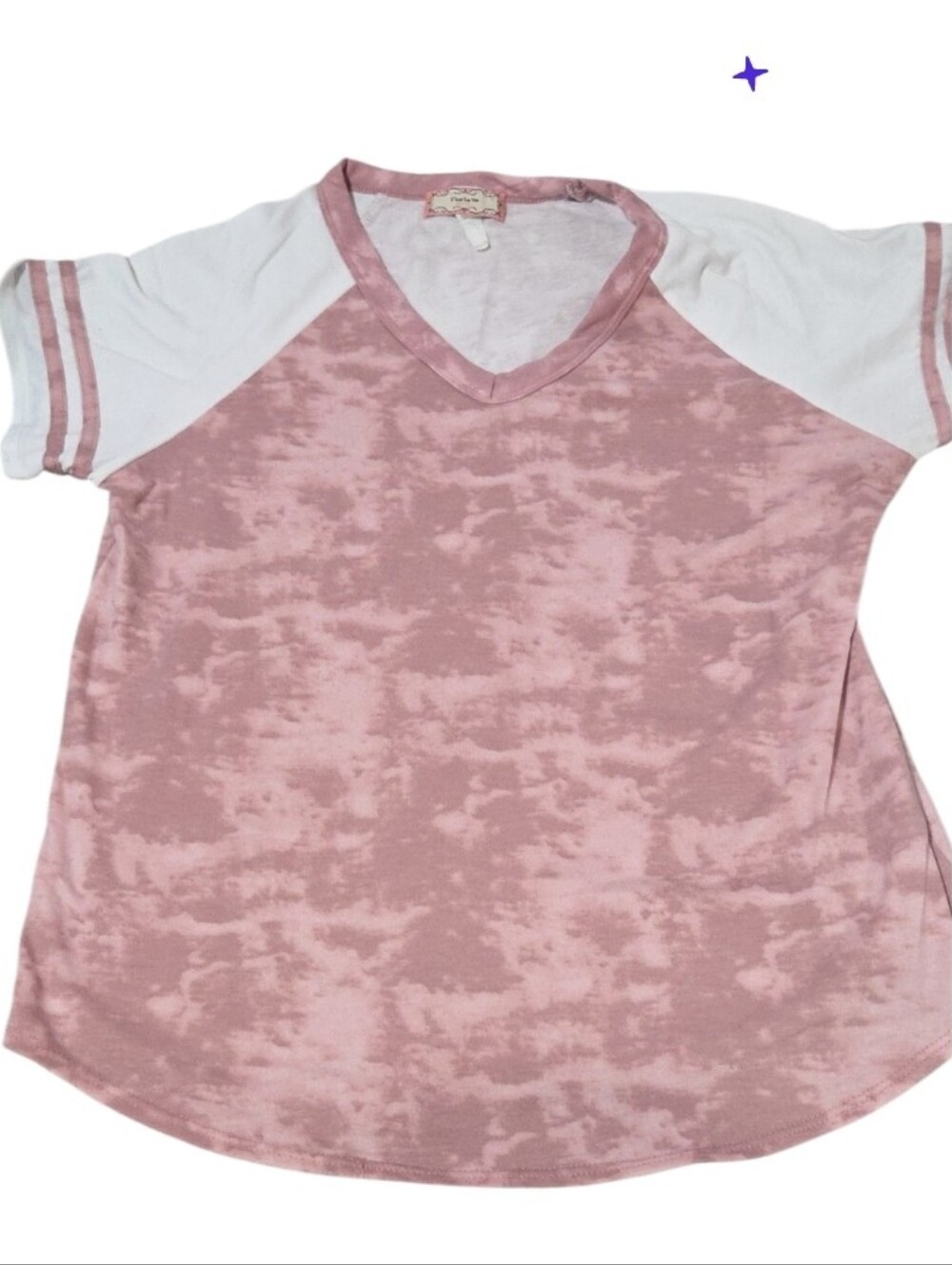 Vtg Made In U.s.a Women's Pink Burnout V-Neck Raglan Tee